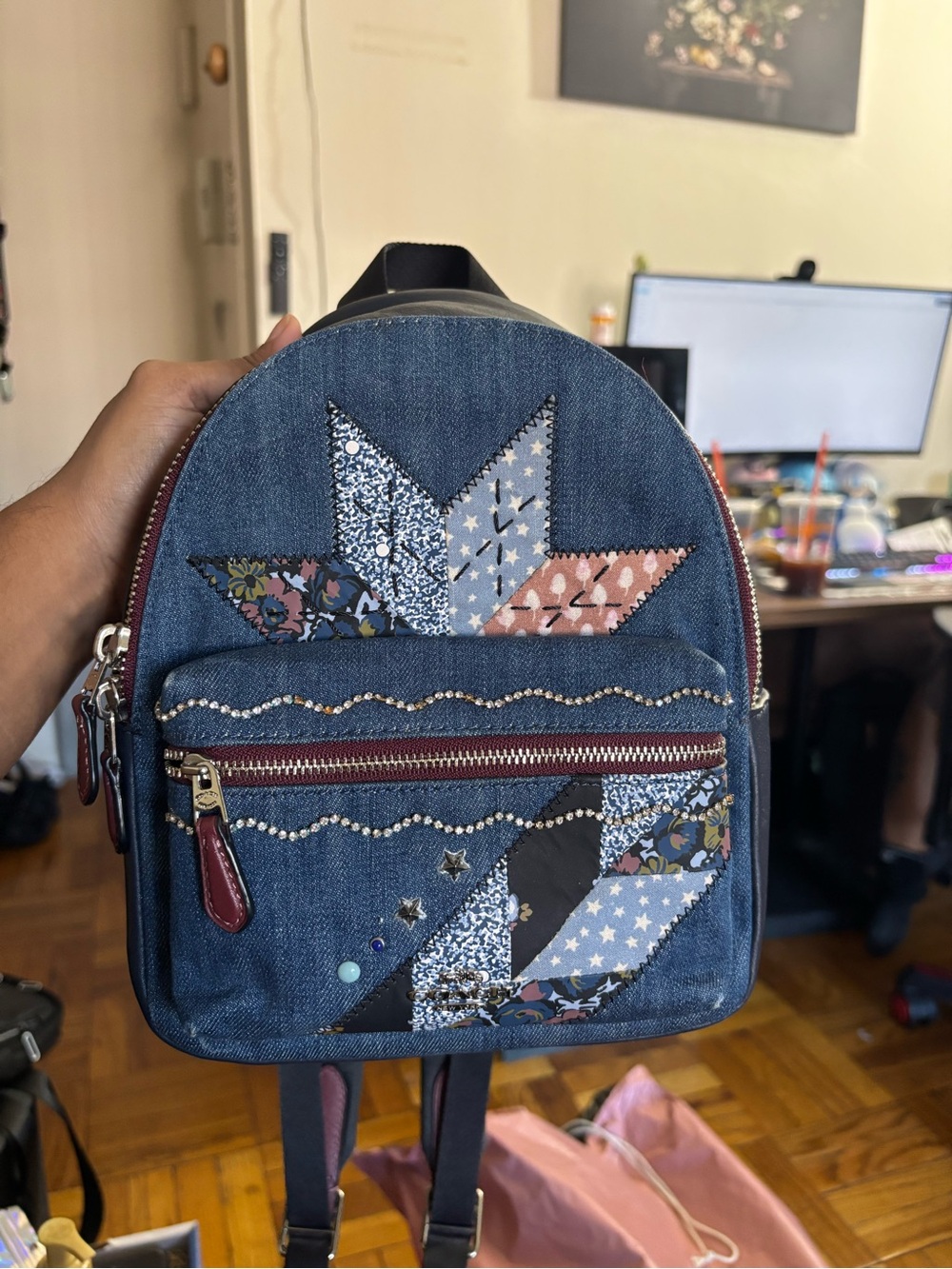 Coach Denim quilted Patchwork Star Mini Backpack - Blue